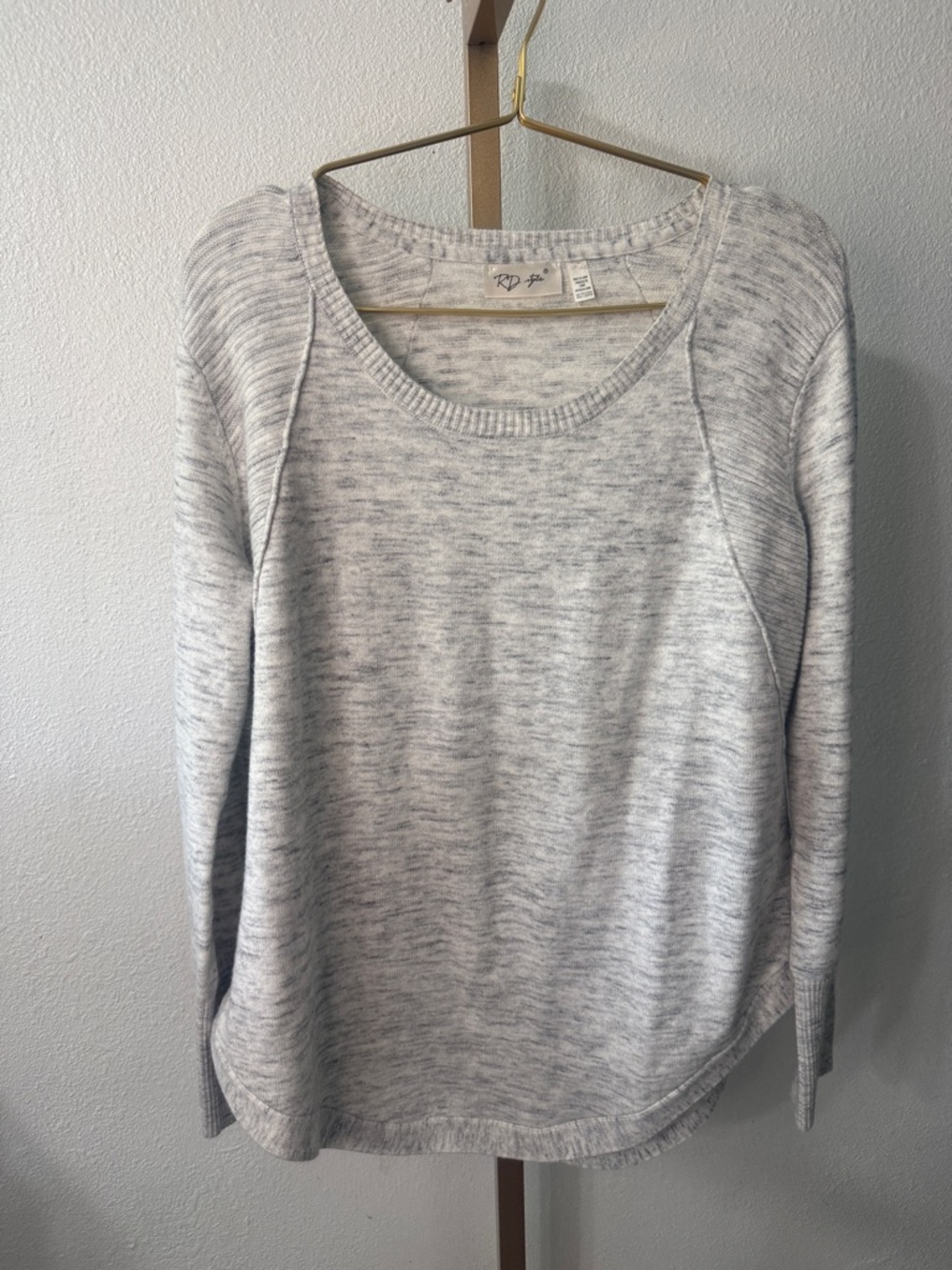RD Style Light Heather Gray Scoop Neck Knit Top- XXL